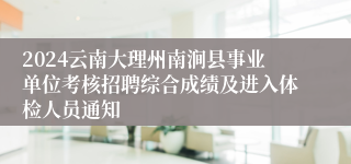 2024云南大理州南涧县事业单位考核招聘综合成绩及进入体检人员通知