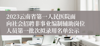 2023云南省第一人民医院面向社会招聘非事业编制辅助岗位人员第一批次拟录用名单公示