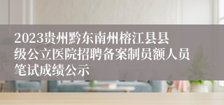 2023贵州黔东南州榕江县县级公立医院招聘备案制员额人员笔试成绩公示