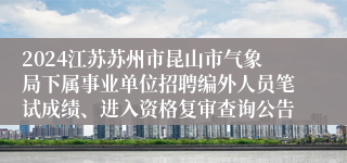 2024江苏苏州市昆山市气象局下属事业单位招聘编外人员笔试成绩、进入资格复审查询公告