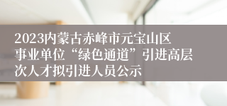 2023内蒙古赤峰市元宝山区事业单位“绿色通道”引进高层次人才拟引进人员公示