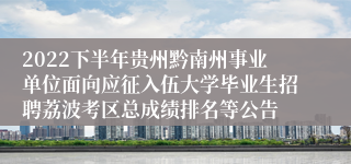 2022下半年贵州黔南州事业单位面向应征入伍大学毕业生招聘荔波考区总成绩排名等公告