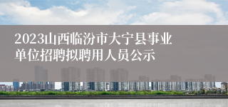 2023山西临汾市大宁县事业单位招聘拟聘用人员公示