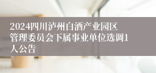 2024四川泸州白酒产业园区管理委员会下属事业单位选调1人公告