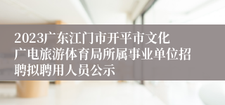 2023广东江门市开平市文化广电旅游体育局所属事业单位招聘拟聘用人员公示