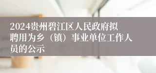 2024贵州碧江区人民政府拟聘用为乡（镇）事业单位工作人员的公示