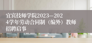 宜宾技师学院2023—2024学年劳动合同制（编外）教师招聘启事