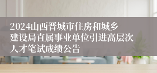 2024山西晋城市住房和城乡建设局直属事业单位引进高层次人才笔试成绩公告