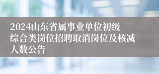 2024山东省属事业单位初级综合类岗位招聘取消岗位及核减人数公告