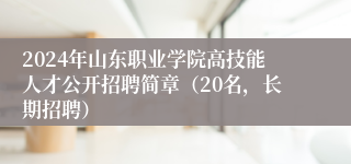 2024年山东职业学院高技能人才公开招聘简章（20名，长期招聘）