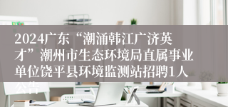 2024广东“潮涌韩江广济英才”潮州市生态环境局直属事业单位饶平县环境监测站招聘1人公告                       