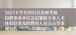 2023下半年四川甘孜州考核招聘事业单位急需紧缺专业人才体检结果及拟聘用人员公示等事项公告