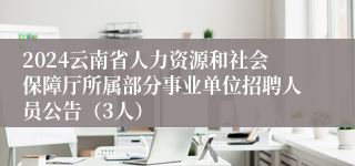 2024云南省人力资源和社会保障厅所属部分事业单位招聘人员公告（3人）