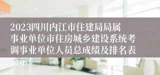 2023四川内江市住建局局属事业单位市住房城乡建设系统考调事业单位人员总成绩及排名表公示