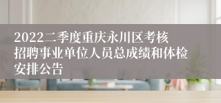2022二季度重庆永川区考核招聘事业单位人员总成绩和体检安排公告
