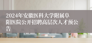 2024年安徽医科大学附属阜阳医院公开招聘高层次人才预公告