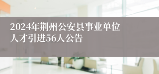 2024年荆州公安县事业单位人才引进56人公告