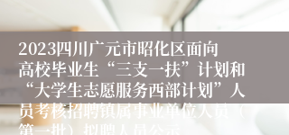 2023四川广元市昭化区面向高校毕业生“三支一扶”计划和“大学生志愿服务西部计划”人员考核招聘镇属事业单位人员（第一批）拟聘人员公示