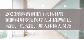 2023陕西渭南市白水县县管镇聘村用专项医疗人才招聘面试成绩、总成绩、进入体检人员及体检安排公告