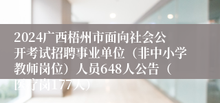 2024广西梧州市面向社会公开考试招聘事业单位（非中小学教师岗位）人员648人公告（医疗岗177人）