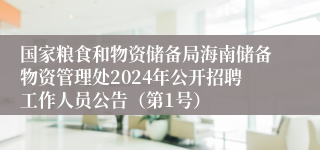 国家粮食和物资储备局海南储备物资管理处2024年公开招聘工作人员公告（第1号） 