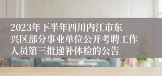 2023年下半年四川内江市东兴区部分事业单位公开考聘工作人员第三批递补体检的公告      