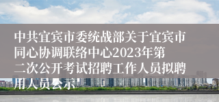 中共宜宾市委统战部关于宜宾市同心协调联络中心2023年第二次公开考试招聘工作人员拟聘用人员公示