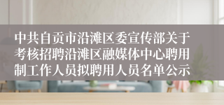 中共自贡市沿滩区委宣传部关于考核招聘沿滩区融媒体中心聘用制工作人员拟聘用人员名单公示