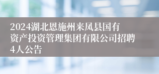 2024湖北恩施州来凤县国有资产投资管理集团有限公司招聘4人公告