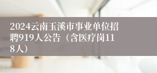 2024云南玉溪市事业单位招聘919人公告（含医疗岗118人）