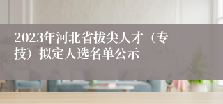 2023年河北省拔尖人才（专技）拟定人选名单公示