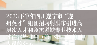 2023下半年四川遂宁市“遂州英才”组团招聘射洪市引进高层次人才和急需紧缺专业技术人才往届毕业生（第一批）拟聘用人员的公示