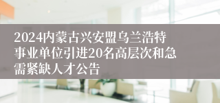 2024内蒙古兴安盟乌兰浩特事业单位引进20名高层次和急需紧缺人才公告