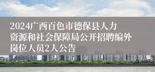 2024广西百色市德保县人力资源和社会保障局公开招聘编外岗位人员2人公告