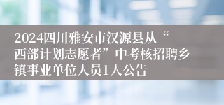 2024四川雅安市汉源县从“西部计划志愿者”中考核招聘乡镇事业单位人员1人公告