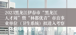 2023黑龙江伊春市“黑龙江人才周”暨“林都优青”市直事业单位（卫生系统）拟进入考察、体检环节人选名单公示 