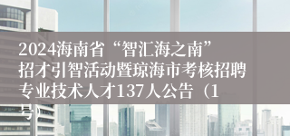 2024海南省“智汇海之南”招才引智活动暨琼海市考核招聘专业技术人才137人公告（1号）