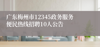 广东梅州市12345政务服务便民热线招聘10人公告