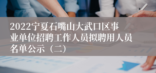 2022宁夏石嘴山大武口区事业单位招聘工作人员拟聘用人员名单公示（二）