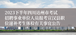 2023下半年四川达州市考试招聘事业单位人员报考宣汉县职位递补考生体检有关事宜公告