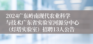 2024广东岭南现代农业科学与技术广东省实验室河源分中心（灯塔实验室）招聘13人公告