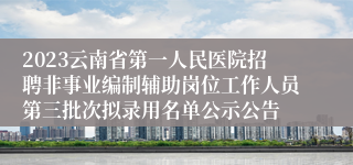 2023云南省第一人民医院招聘非事业编制辅助岗位工作人员第三批次拟录用名单公示公告