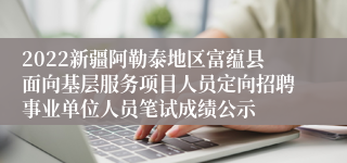 2022新疆阿勒泰地区富蕴县面向基层服务项目人员定向招聘事业单位人员笔试成绩公示