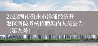 2023海南儋州市洋浦经济开发区医院考核招聘编内人员公告（第九号）