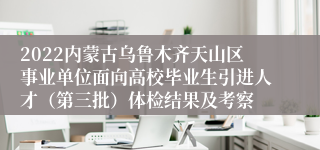 2022内蒙古乌鲁木齐天山区事业单位面向高校毕业生引进人才（第三批）体检结果及考察