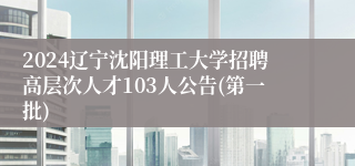 2024辽宁沈阳理工大学招聘高层次人才103人公告(第一批)