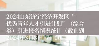 2024山东济宁经济开发区“优秀青年人才引进计划”（综合类）引进报名情况统计（截止到2024年3月3日17：00）
