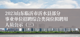 2023山东临沂市沂水县部分事业单位招聘综合类岗位拟聘用人员公示（三）