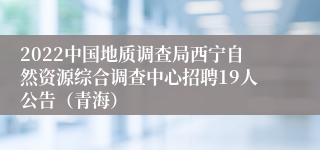 2022中国地质调查局西宁自然资源综合调查中心招聘19人公告（青海）