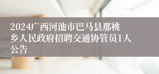 2024广西河池市巴马县那桃乡人民政府招聘交通协管员1人公告